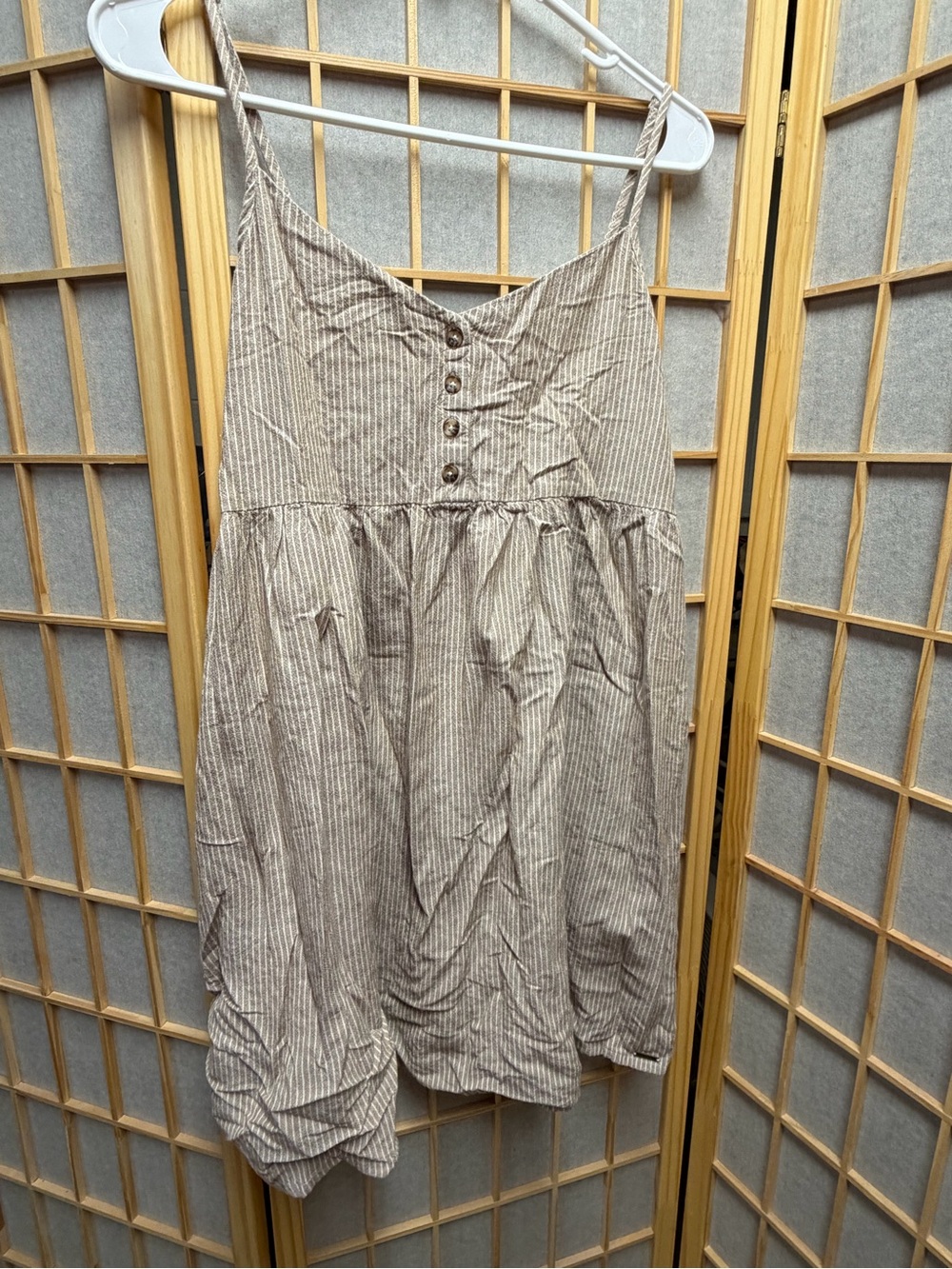 Volcom Neutral Stripe V-Neck Top in Beige and White